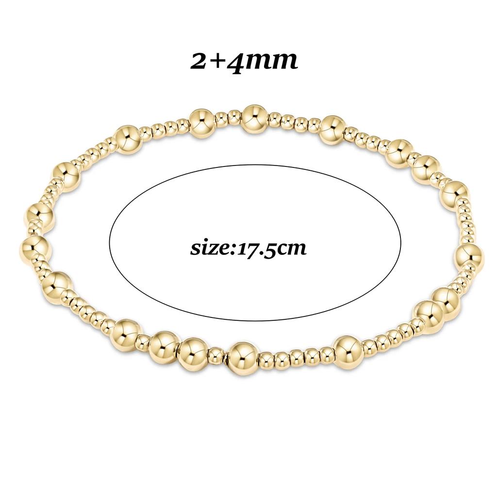Vlen Bohemian Gold Ball Beaded Bracelet Set Handmade Fashion Chunky Statement Jewelry for Wedding Anniversary Gift