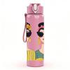 1PC Two Ladies Sunglasses Portrait 750ml Color Plastic Sports Water Bottle Leakproof Flip Straw Lid For Sports Office Home Use