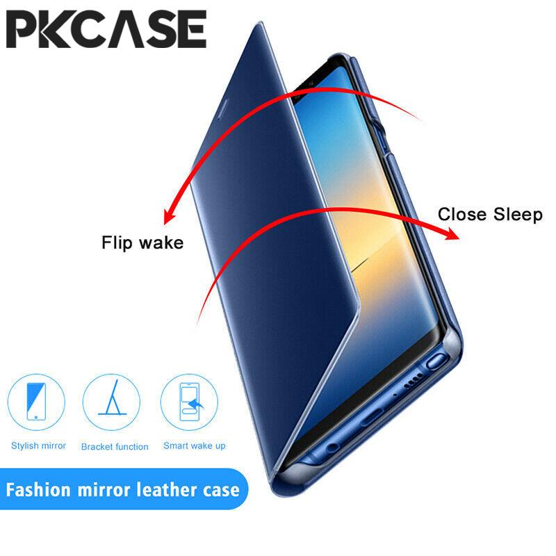 PKCASE Smart Mirror Klapphülle für Samsung A05 A05S A15 A35 A25 A33 A34 5G Note 20 Ultra Stoßfeste Leder-Ständer-Abdeckung