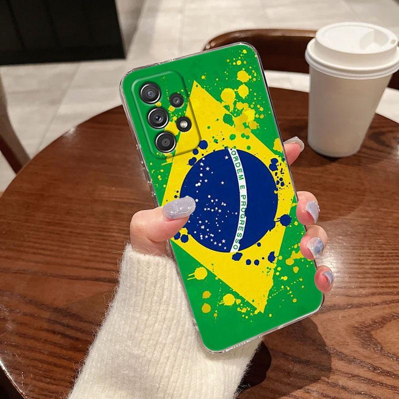 Brazil Flag Clear Soft Phone Case For Samsung Galaxy A56 A57 A37 A55 A54 A36 A35 A26 A25 A16 A17 A07 A52 A34 A73 A53 A21s Cover