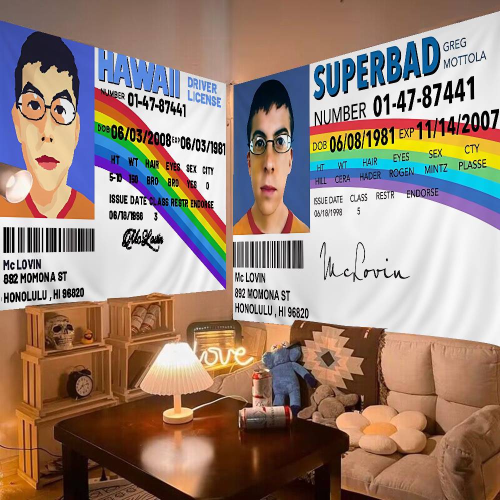 Mclovin Movie Superbad Printed Large Wall Tapestry Hanging Tarot Hippie Wall Rugs Dorm Cheap Hippie Wall Hanging