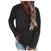 Fashion Women Casual Solid V-Neck Long Sleeves Hooded Sweater Blouse Tops