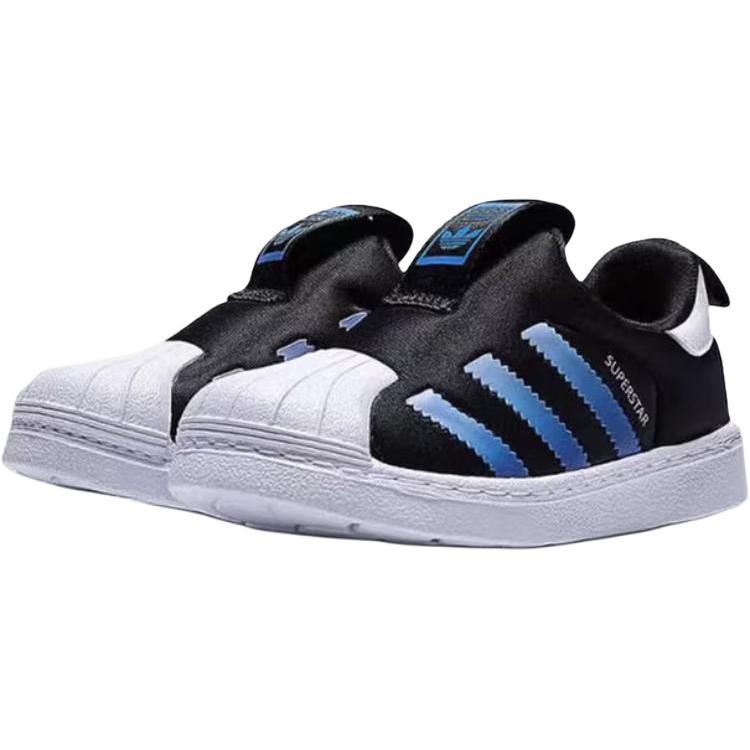 Adidas Originals Superstar Comfortable Versatile Low-Top Walking Shoes Baby Shoes Black Blue KI8789