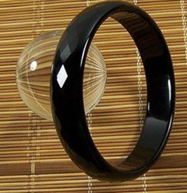 Natural Black Agate and Obsidian Chalcedony Jade Bangle