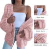 Mode Femme Automne Hiver Chaud Couleur Unie Tricot Câbles Pull Cardigan Décontracté Ouvert Devant Manteau Pull pour Femmes Pull Grande Taille Vêtements d'Extérieur