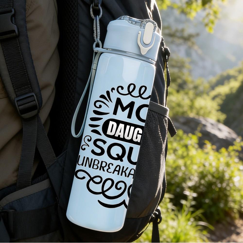 1PC Mom Organized Squad Text 750ml Color Plastic Sports Water Bottle Leakproof Flip Straw Lid Suitable for Sports Office Home Use
