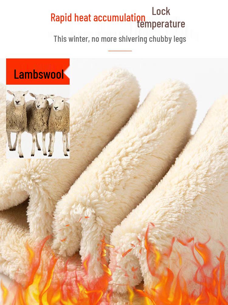 Women's High Waist Extra Thick Lambswool Leggings with Velvet, Winter Warm Cotton Pants, Plus Size