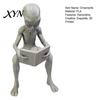 Office Study Decorative Item 3D Printed Reading Alien Ornament, Creative Sitting Figure Sculpture, Resin Collectible Figures Desktop Statue