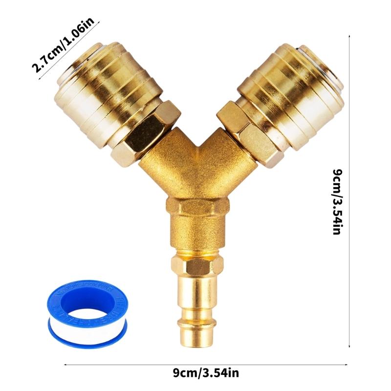 Y Splitters 1/4Inch Air Hose Quick Coupler Compressed Air Distributors 2 Way Air Switches Connectors Pneumatic Tees Joint