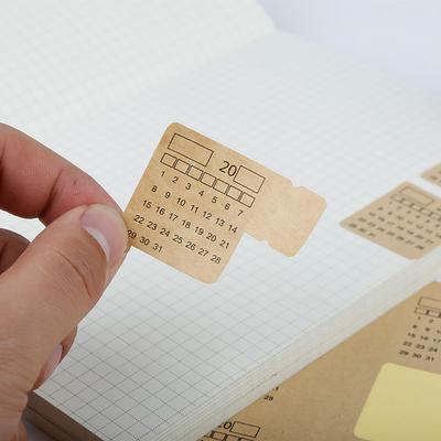 Stationeries 2Pcs 2020 2021 Kraft Paper Handwritten Calendar Notebook Index Label Stickers
