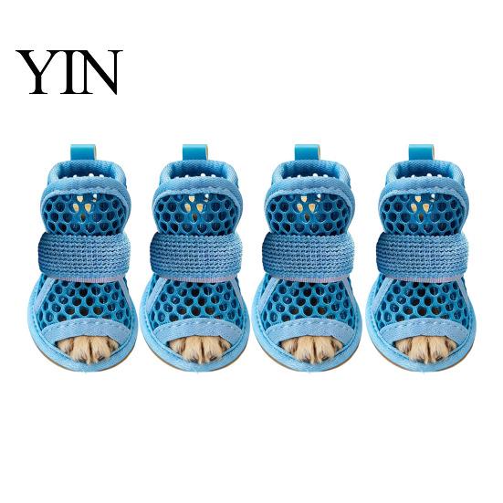 Water Resistant Dog Sneakers 4Pcs Shoes for Hot Pavement, Breathable Mesh Boots, Summer Pavement Paw Protectors with Non-slip Soles Small Medium Dogs