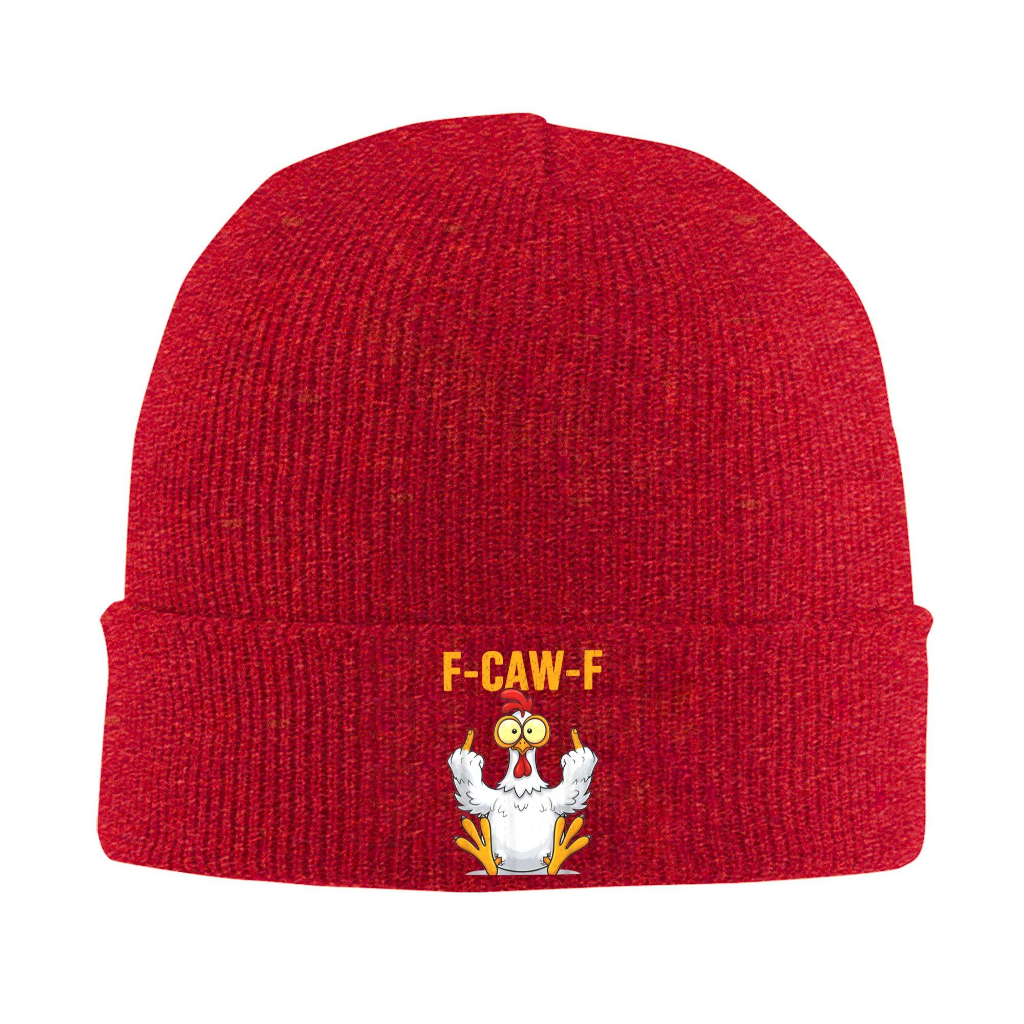 Смешные F-Caw-F Курица FCAWF Курица Цитата Петух Мем Шапки-бини Шапочки Мужские Женские K-pop Вязаная шапка Весенние Эластичные кепки One Size