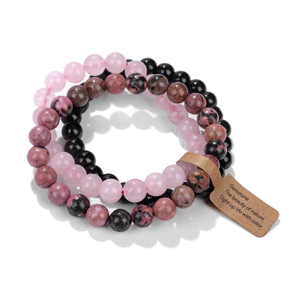 Multi-layer Amethyst & Crystal Agate Tiger Eye Stone Bracelet Set for Women