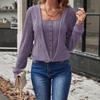 YYFS Women's Fashion Casual Fall Winter Solid Color Print Long Sleeve Square Collar Sweaters