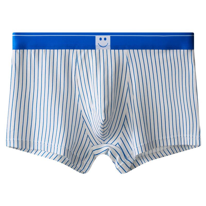 Men's Pure Cotton Underwear Breathable Striped Underwear Men's Sports Flat Corner Shorts