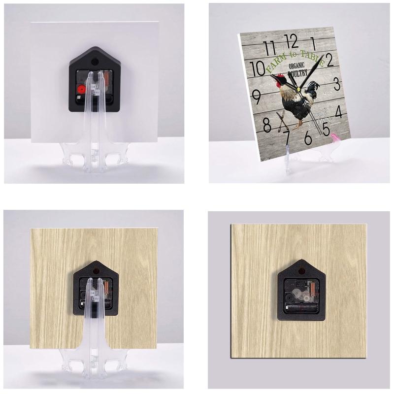 Silent Wooden Decorative Square Wall Clock Battery Operated Wall Clocks Rustic Style Home Decoration Square Wall Clock