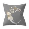 Decorative 45x45 Letter Gray Cushion Customizable Polyester Throw Pillow White Yellow Flowers Pillowcase Nordic Home Decor