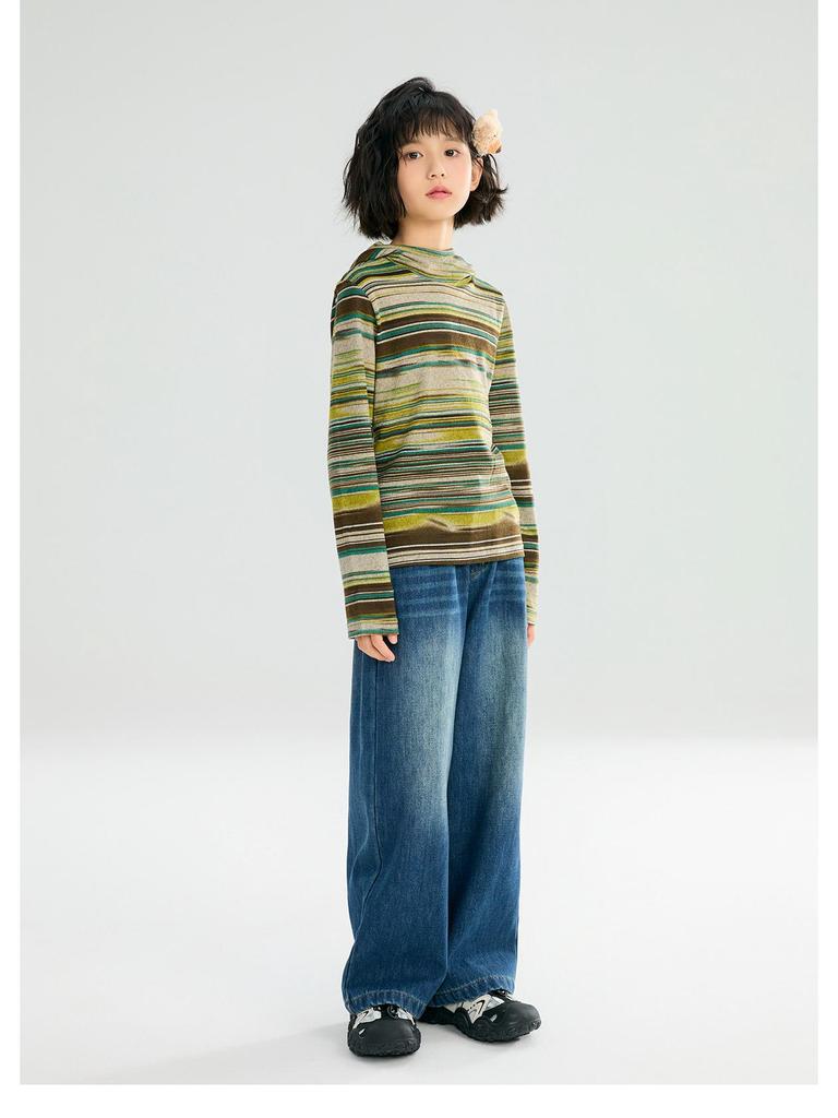 Jean large doublé polaire pour fille Tao Town: Pantalon ample à jambes droites tendance pour l'automne/hiver