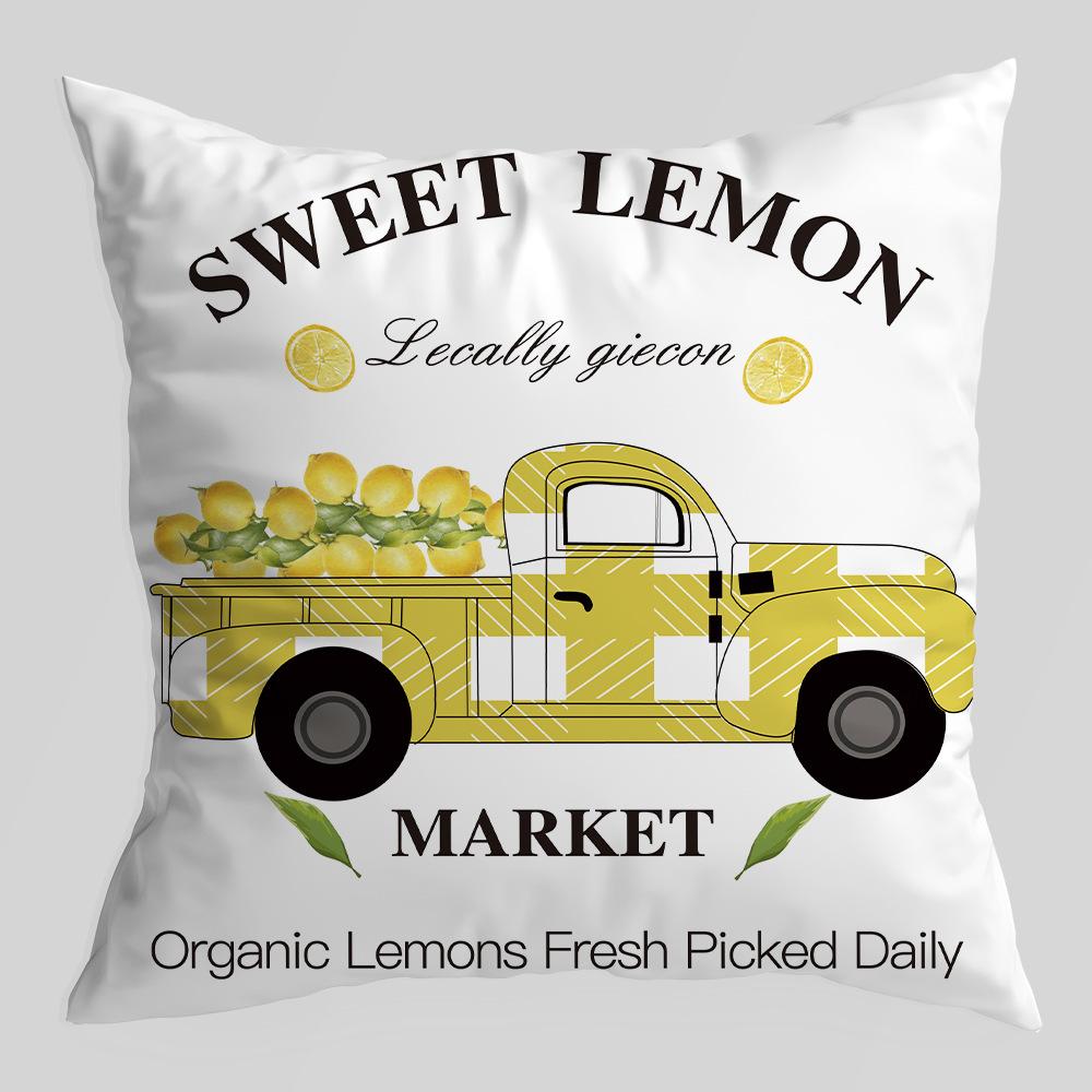 New Lemon Series Pillowcase, Plant Truck, Peach Skin Velvet Printed Pillow, Office Lumbar Cushion Cover