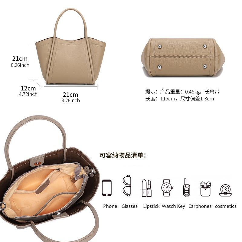 Cowhide Handbag Bag Women's New Trendy Large-capacity Bucket Versatile Commuter Leather Shoulder Messenger Bag