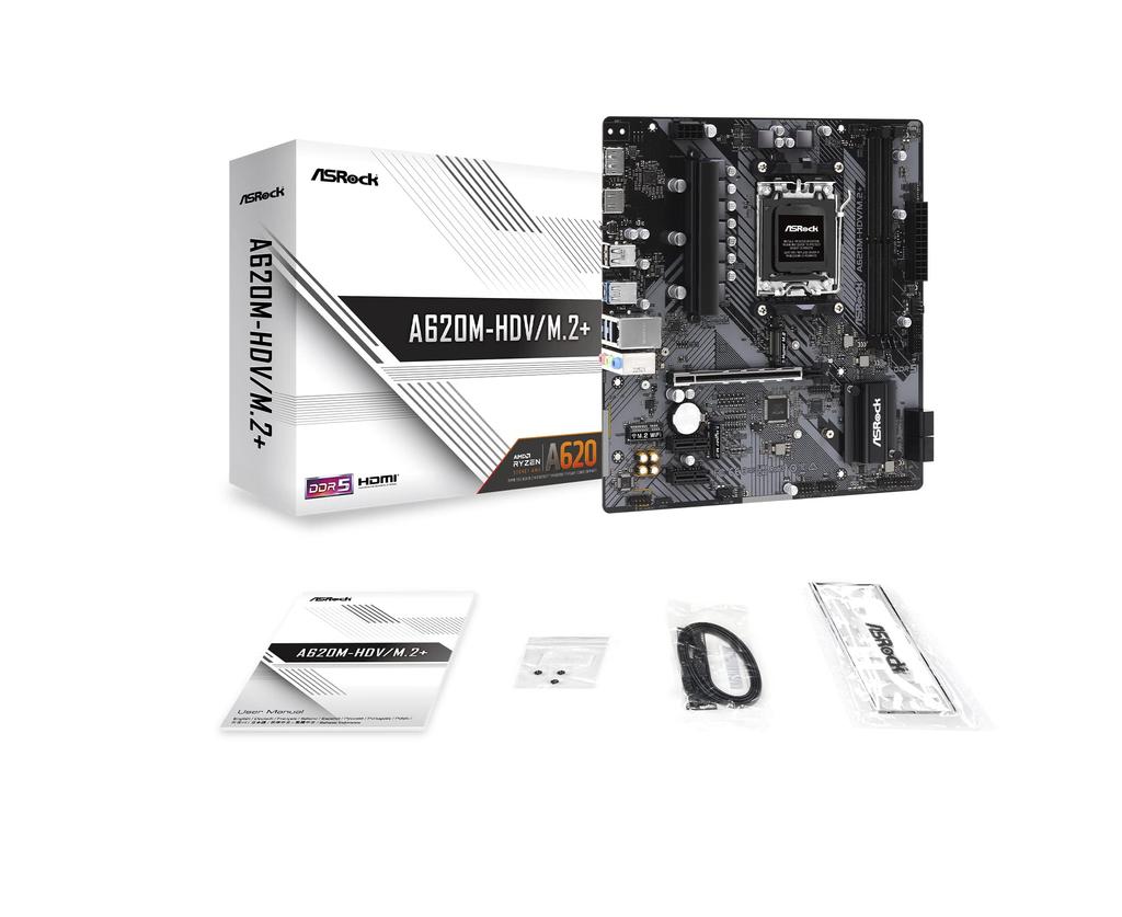 ASRock AMD Ryzen 7000 Serie CPU-kompatibles Micro-ATX-Motherboard Japanischer Einzelhändler A620M-HDV/M.2+ Motherboard, (AM5 Sockel), [Offizielles Produkt]