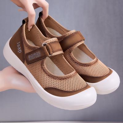 Schuhe für Damen Neuer Sommer Bequeme Faule Freizeitschuhe Atmungsaktiv Bequem Klettverschluss Vielseitige Damenschuhe