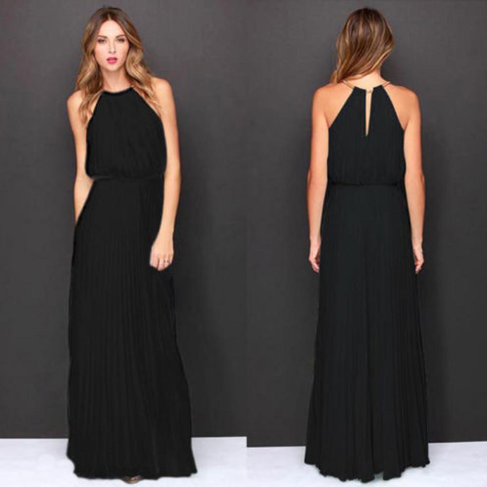 

Ramidos женское торжественное шифоновое платье без рукавов для выпускного вечера, вечернее длинное платье макси XL чёрный