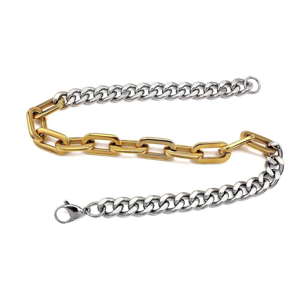 Classic 18K Gold Stainless Steel Simple Minimalist Two Tone Chain Paperclip Link Paper Clip Necklace Chain for Women Men