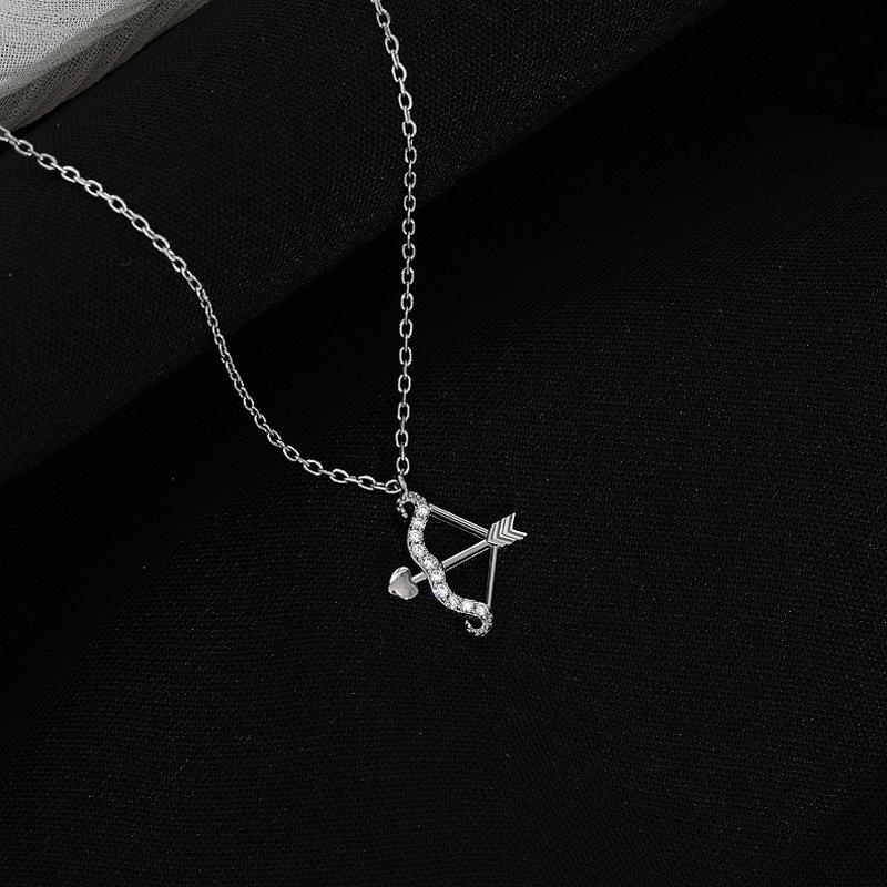 Cold Wind Eros Love Cupid'S Arrow Flash Diamond Collarbone Chain Pendant Temperament Light Luxury Bow And Arrow Necklace Tide