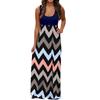 Womens Striped Long Boho Dress Lady Beach Summer Sundrss Maxi Dress Plus Size