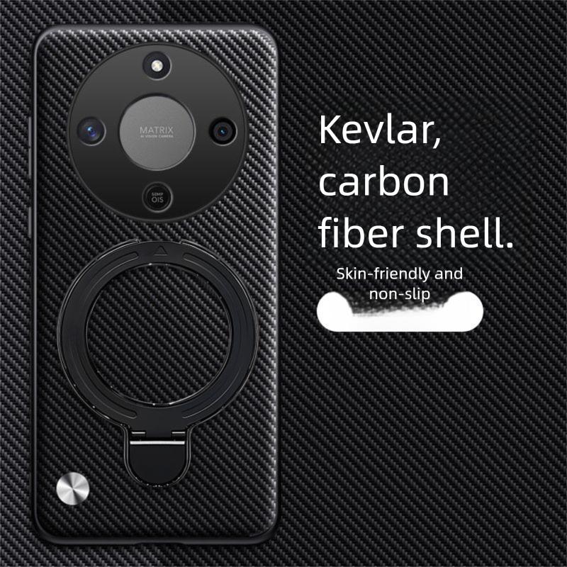 For Huawei Honor Magic 8 Lite Case Hard PU Carbon Fiber Ring Stand Magnetic Protective Back Cover For Mgaic 8 7 6 Lite Shell
