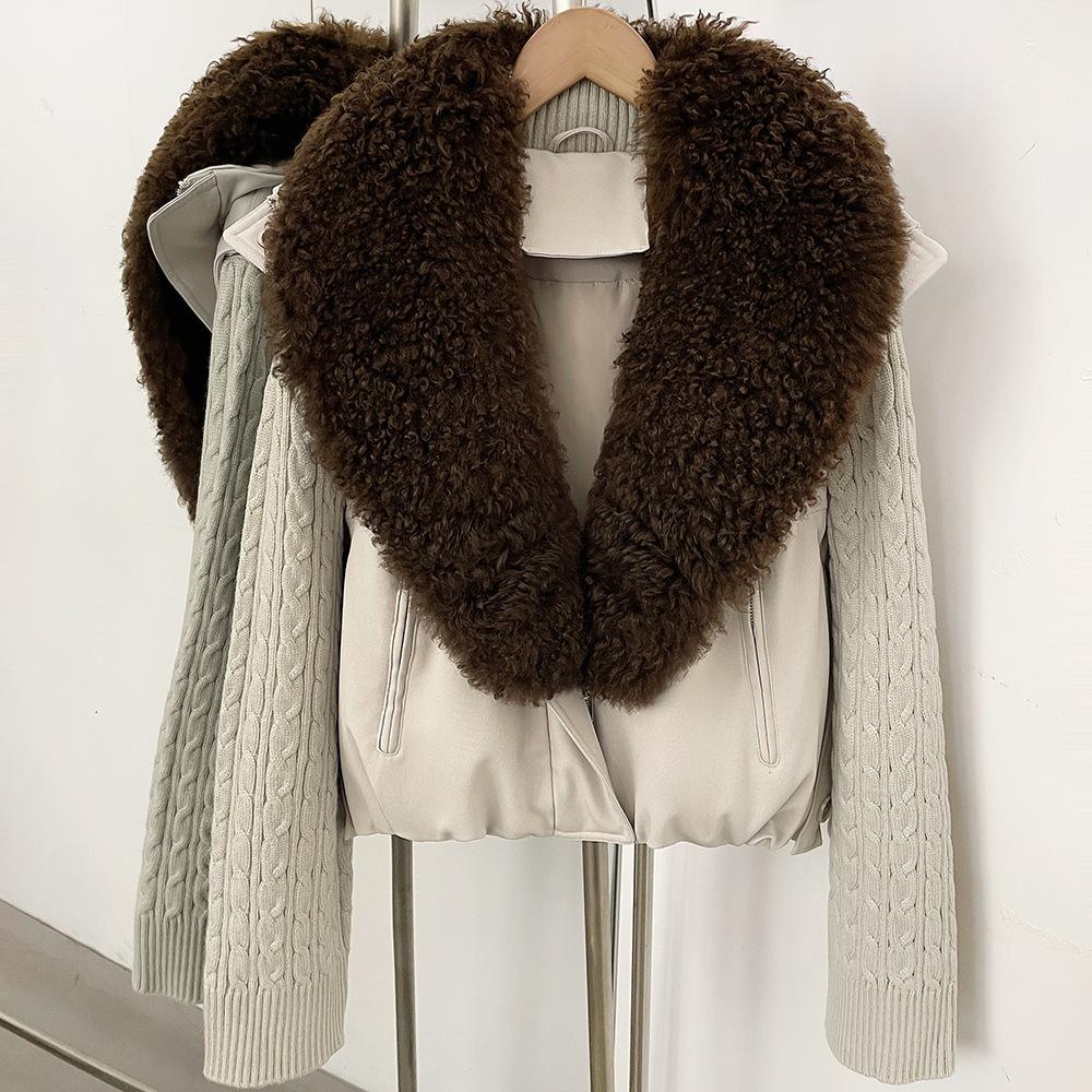 Autumn and winter removable natural real wool collar warm jacket women's fashion casual versatile down jacket new