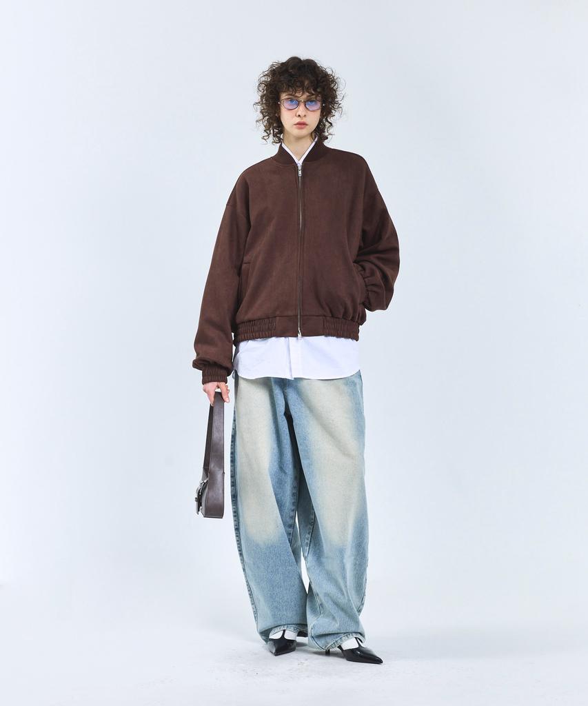 Standarderror 87-Stan059 Minimal Two-Way Suede Blouson Jacket Brown
