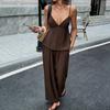 European And American Resort Style Hottie Suspender T-shirt Pants Suit Women's Clothing