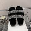 French Thick-soled One-word Slippers for Women's Summer Wear, New Korean Version of Vacation Wind and Rhinestone Comfortable Lazy Cool Slippers