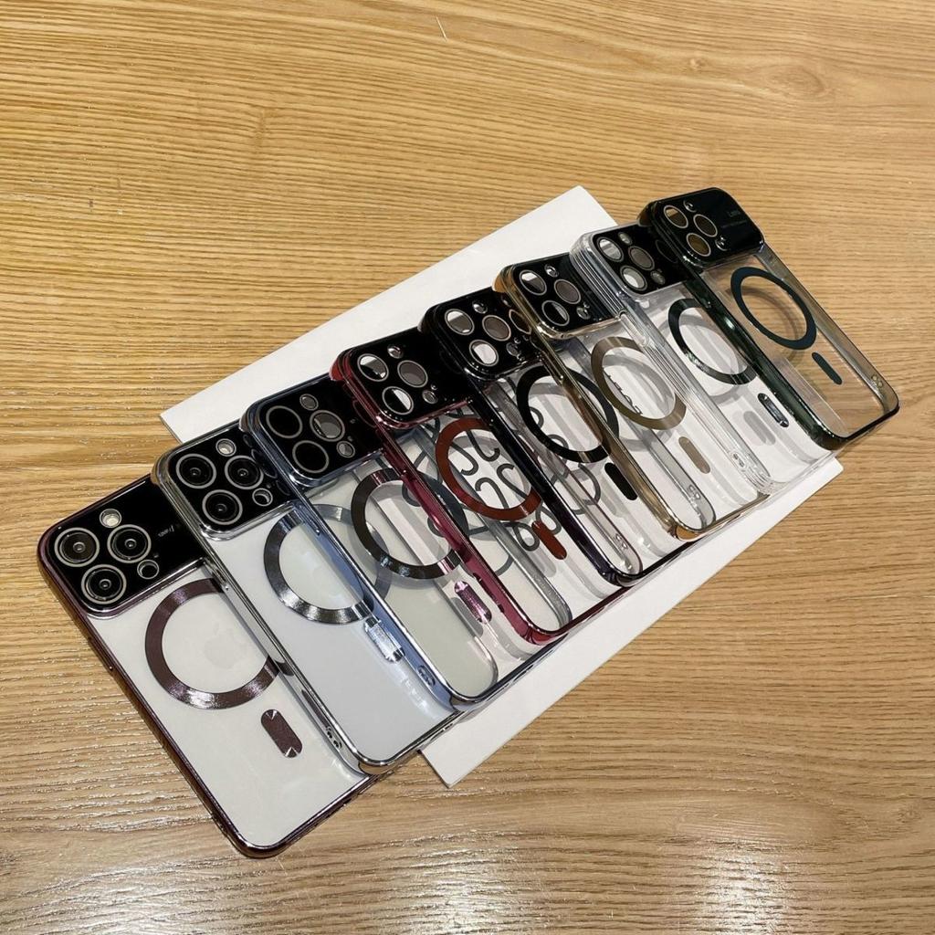 Aplicabil Pentru IPhone 15 Galvanizat Ferestre Mari Apple 14pro cu Coadă Magnetică 1312 Husă Transparentă de Protecție Anti-cădere