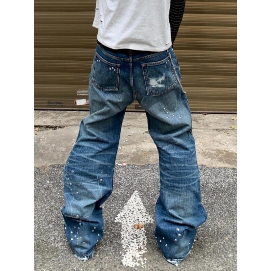 STREETRICH Retro American High Street Loose Straight Leg Men's Denim Pants