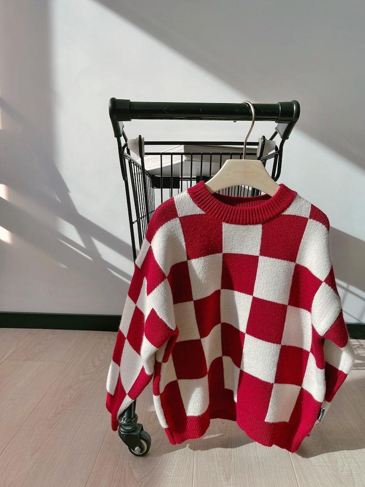 In Stock: Family Checkered Sweater Set - Autumn/Winter, Thick & Warm for 3-4 People