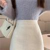 Chic High-Waist A-Line Skirt: Autumn/Winter Silk-Blend, Anti-Exposure, Hip-Hugging