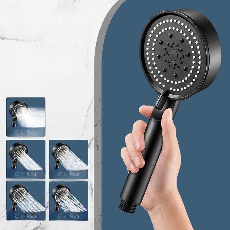 Pressurized Shower Shower Nozzle Bath Pressurized Faucet High Pressure Five-speed Handheld Rain Bathroom Set чёрный