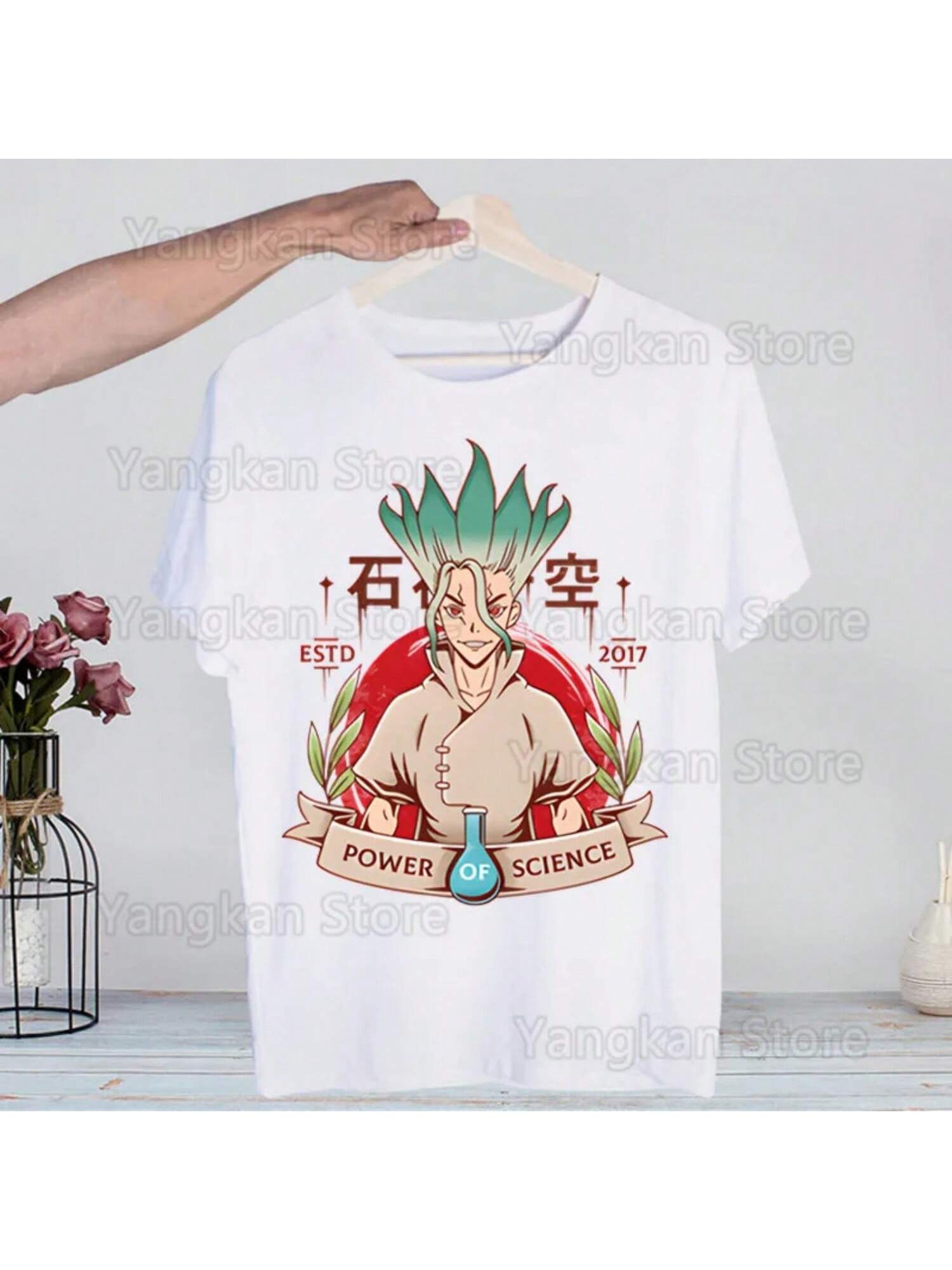 

Dr Stone Anime Men s T Shirt Summer Short Sleeve Chewing Print Funny Harajuku Tshirt Tops Men s T-Shirt Streetwear3 XXXXXL