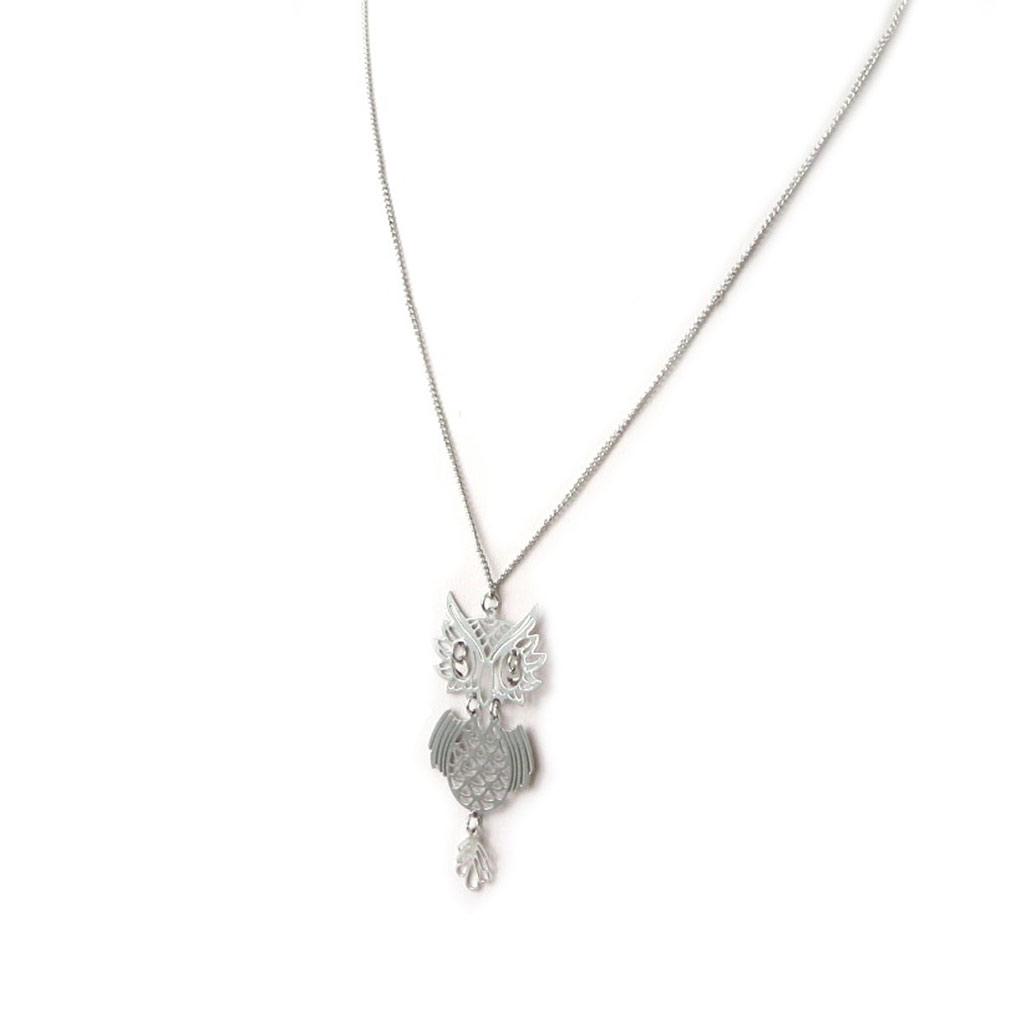 Les Trésors De Lily [N8181] - Silver 'Owls' Designer Necklace