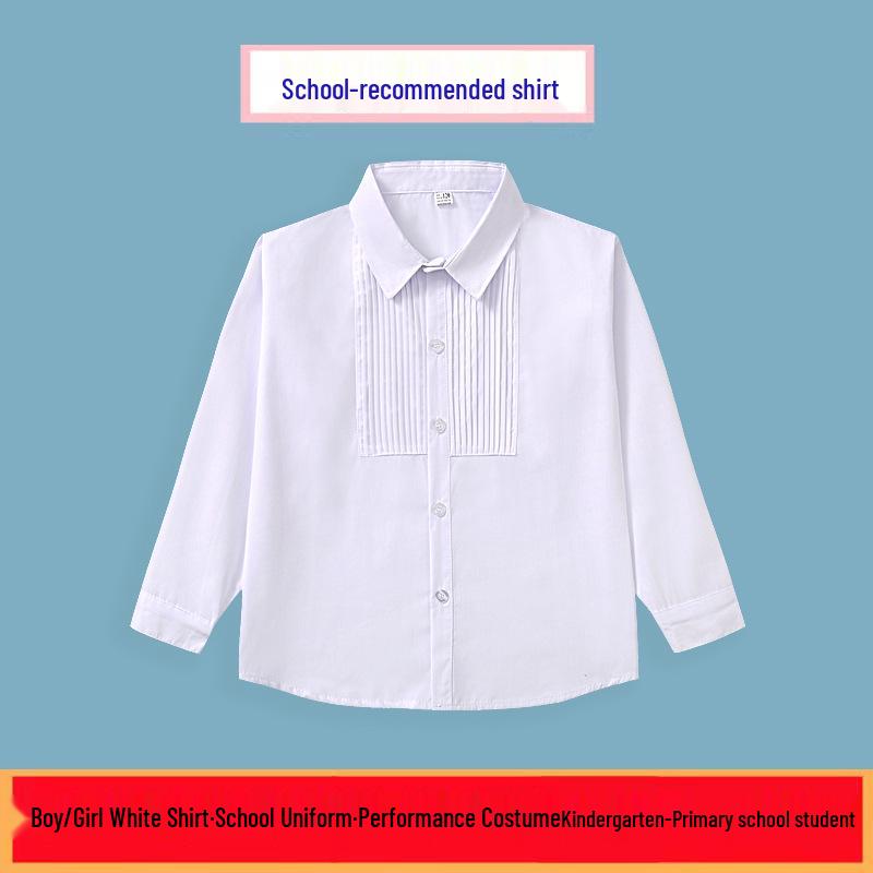 Unisex Kinder weißes Faltenhemd - Schrumpf- & knitterarm