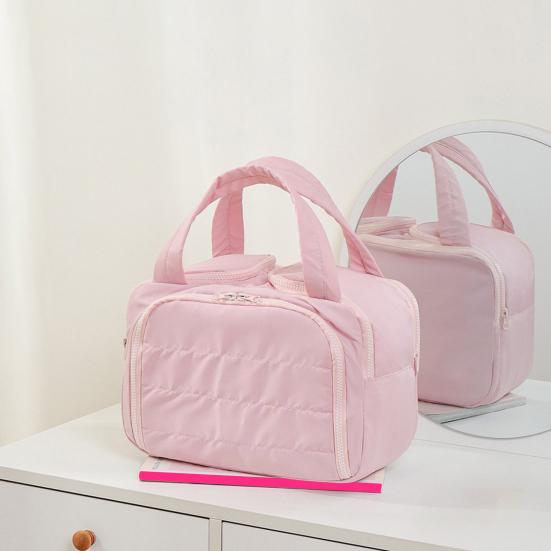 Travel Cosmetic Bag Large Capacity Quilted Makeup Bag Portable Cosmetic Toiletry Organizer with Dry Wet Separation