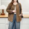Plus Size Women Suede Open Front Jacket Casual Commuting Outerwear