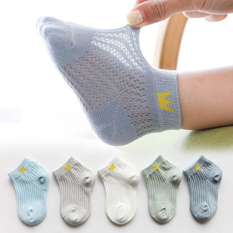 5 Pairs/Lot Cute Baby Boys Short Spring Summer Breathable Ankle Socks For Girls Cotton Mesh Children Kids Boat Socks
