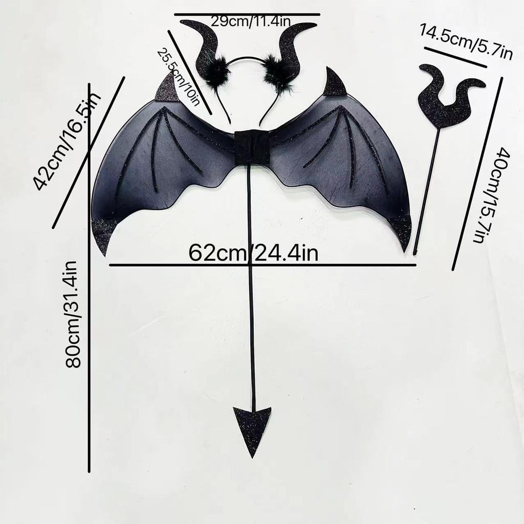 Halloween Decoration Props, Bat Wings, Three Piece Set, Role-playing, Party Decoration Props, Stage Performance