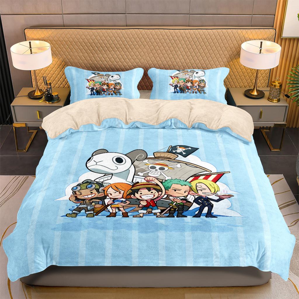 Japanese anime Lufy Quilt Duvet Pilowcase 3D Printed O-ONE PIECE Beding Set Soft Duvet Cover for Children plus Young Boys Tenagers