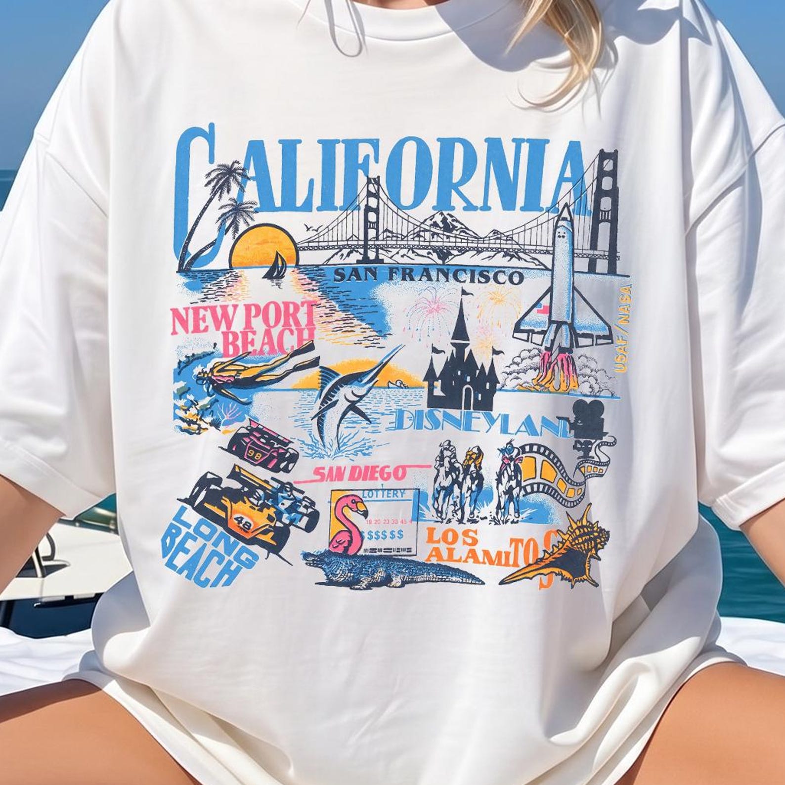 Comfort Colors California Vintage Travel Shirt, California Collage Graphic Tee, San Francisco Newport Beach Vacation Shirt, West Coast Gift M