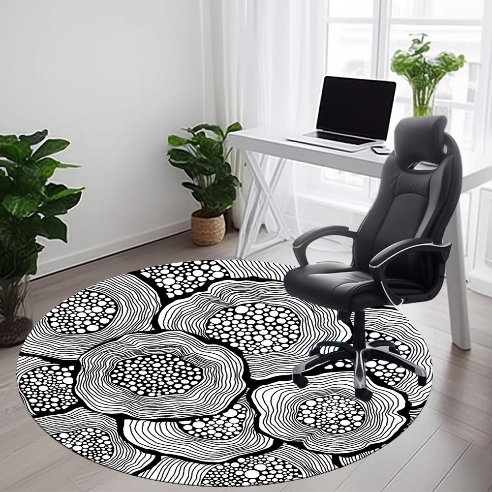 1pc Circles Patterns Office Round Area Rug, Indoor Mat Suitable ForOffice, Under Office Chairs Bedroom Living Room Home Decor, Room Deco 005